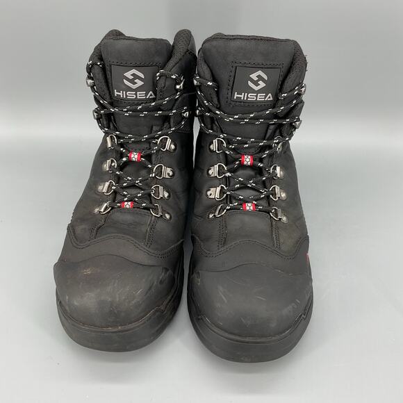 Hisea Men’s Waterproof Composite Toe Work Boots Black Size 9M - Picture 3 of 10